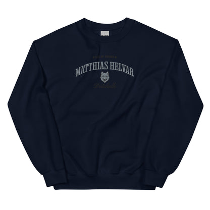 Matthias Helvar Embroidered Sweatshirt - The Bean Workshop - Book Lover Gift, Bookish Sweatshirt, Bookworm Gift, Character Apparel, Fantasy Warrior, Fjerda, Fjerdan wolf design, Grishaverse, Helnik, Leigh Bardugo fan apparel for readers, Matthias Helvar embroidered sweatshirt, Six of Crows Drüskelle merch, The Dregs