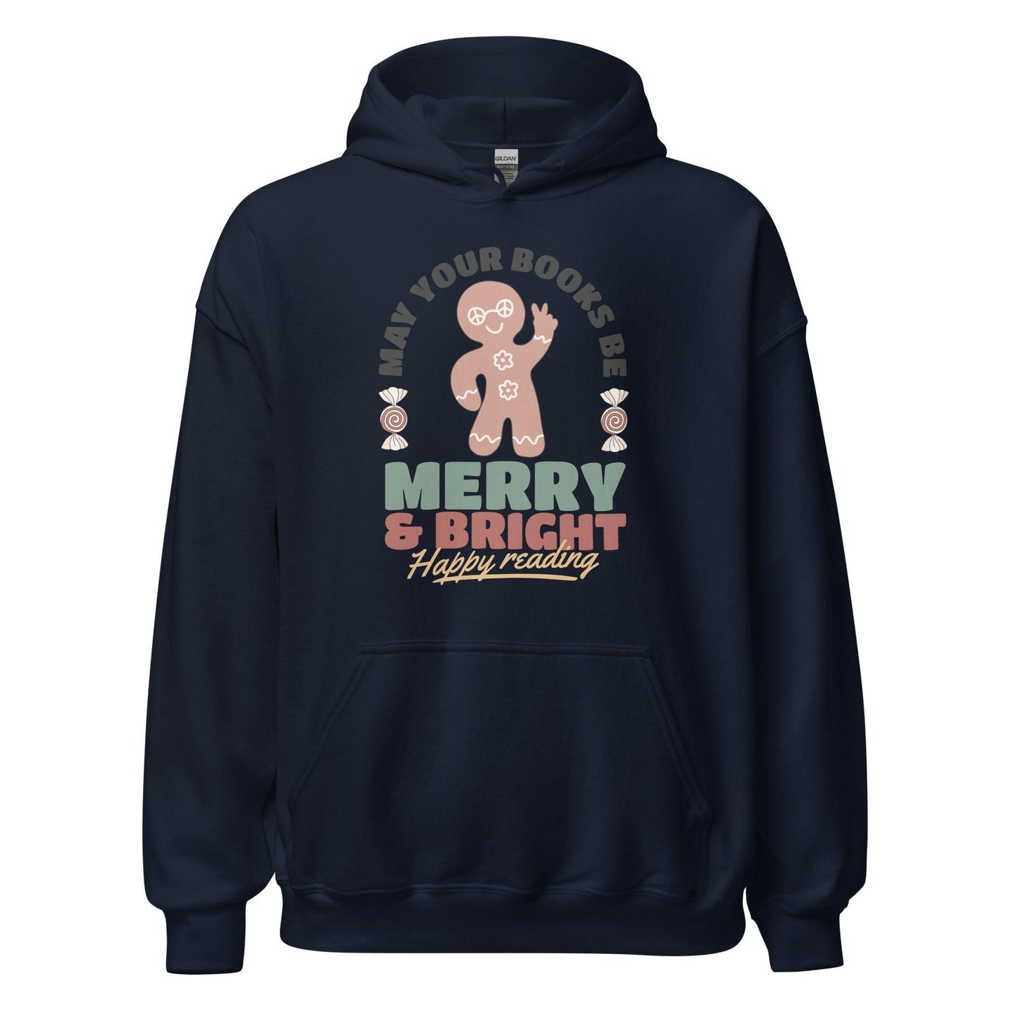 May Your Books Be Merry & Bright Hoodie - The Bean Workshop - bookish, christmas, hoodie