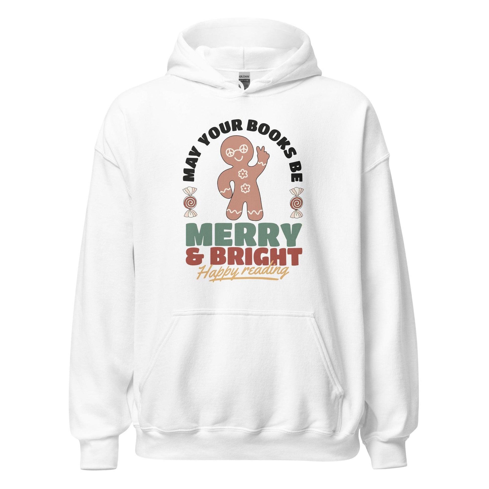 May Your Books Be Merry & Bright Hoodie - The Bean Workshop - bookish, christmas, hoodie
