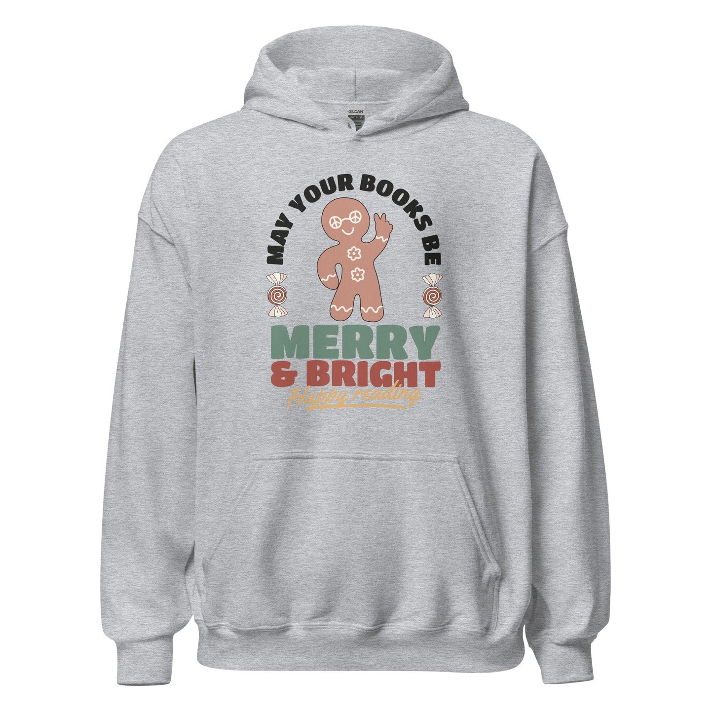May Your Books Be Merry & Bright Hoodie - The Bean Workshop - bookish, christmas, hoodie