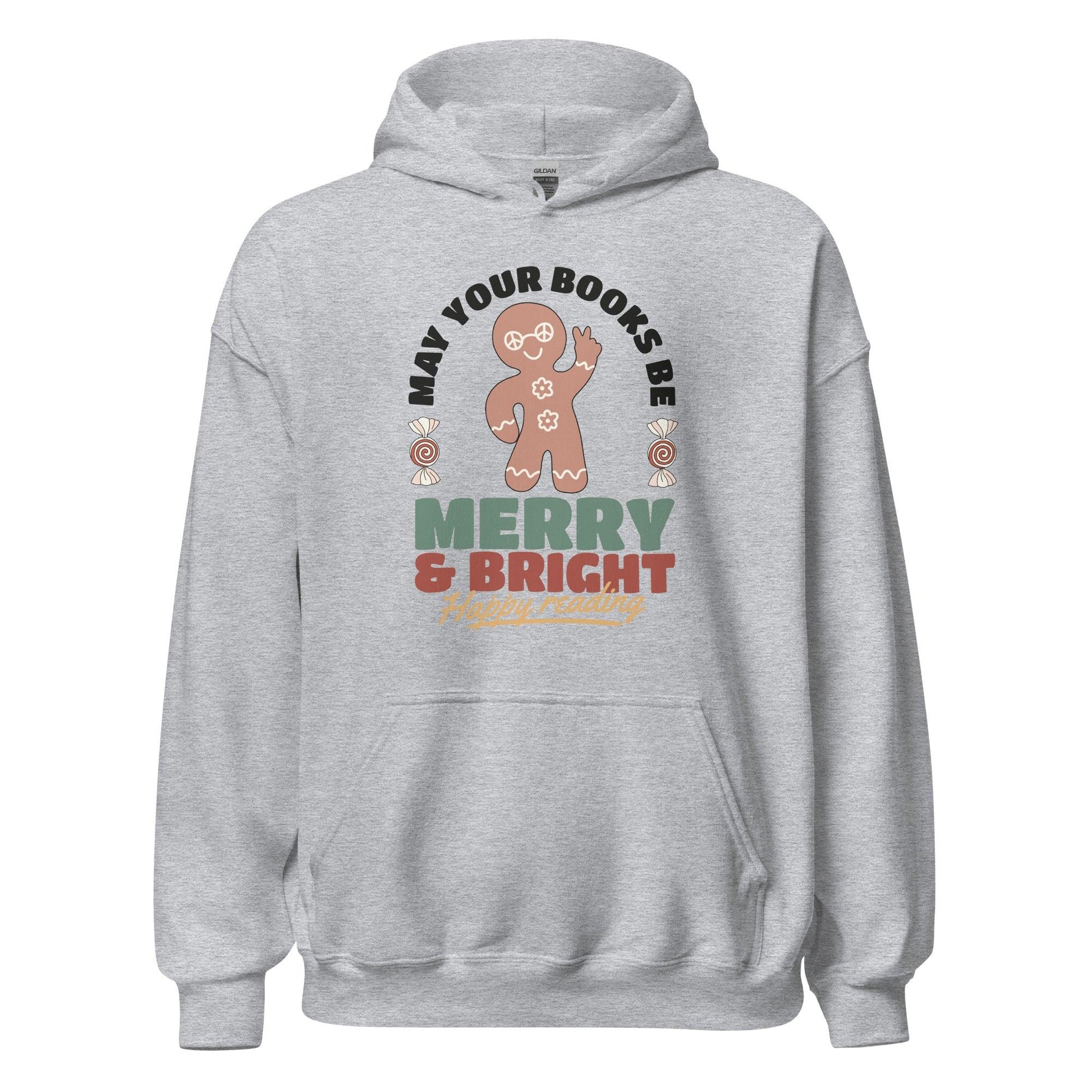 May Your Books Be Merry & Bright Hoodie - The Bean Workshop - bookish, christmas, hoodie