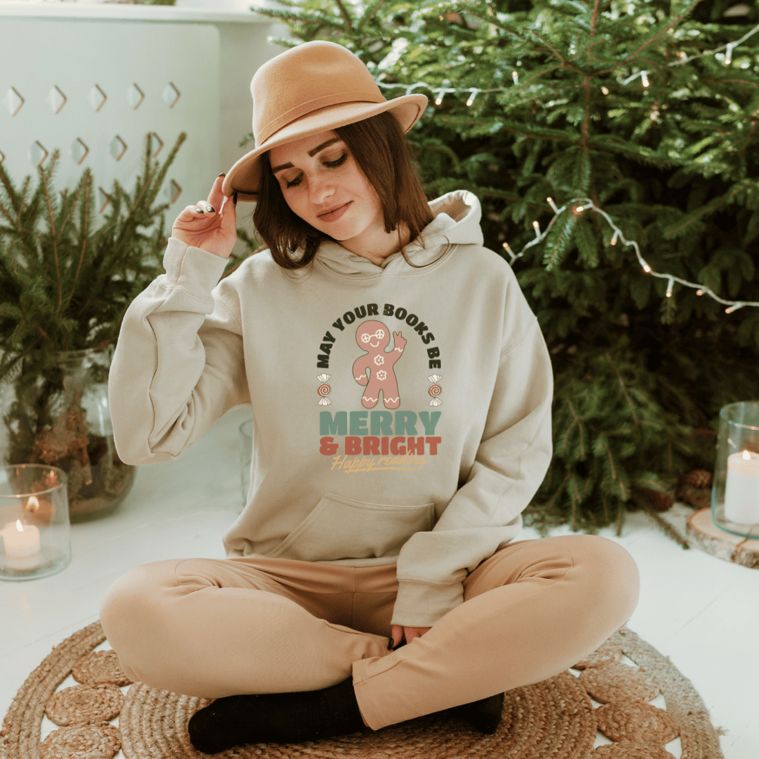 May Your Books Be Merry & Bright Hoodie - The Bean Workshop - bookish, christmas, hoodie