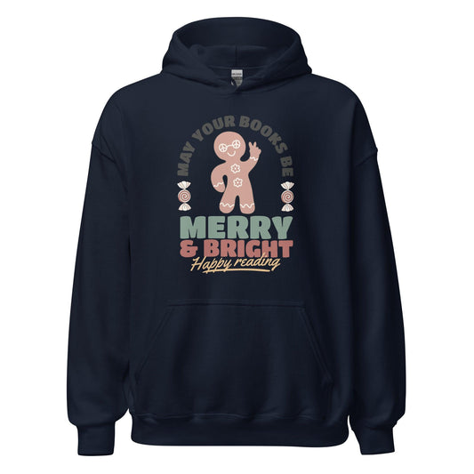 May Your Books Be Merry & Bright Hoodie - The Bean Workshop - bookish, christmas, hoodie