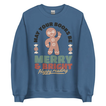 May Your Books Be Merry & Bright Sweater - The Bean Workshop - book lover, bookish, christmas, sweatshirt