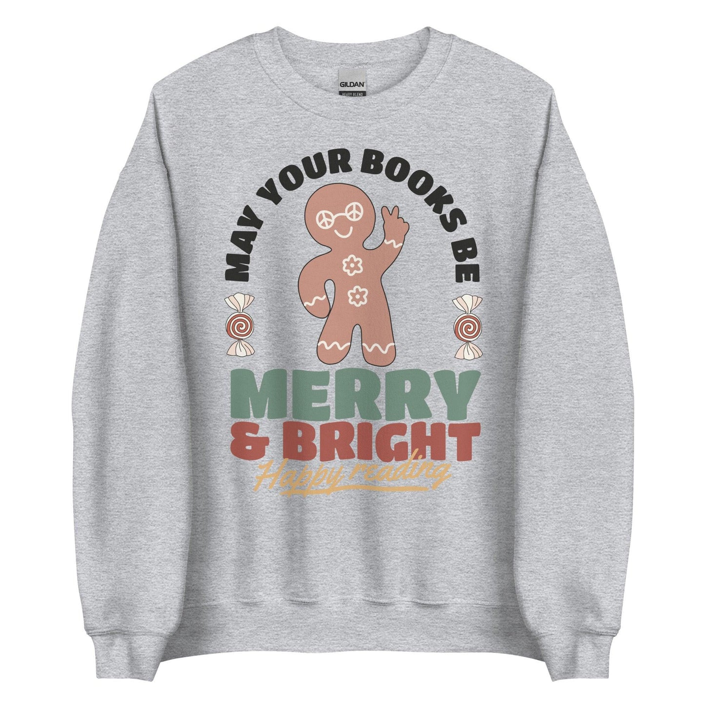 May Your Books Be Merry & Bright Sweater - The Bean Workshop - book lover, bookish, christmas, sweatshirt