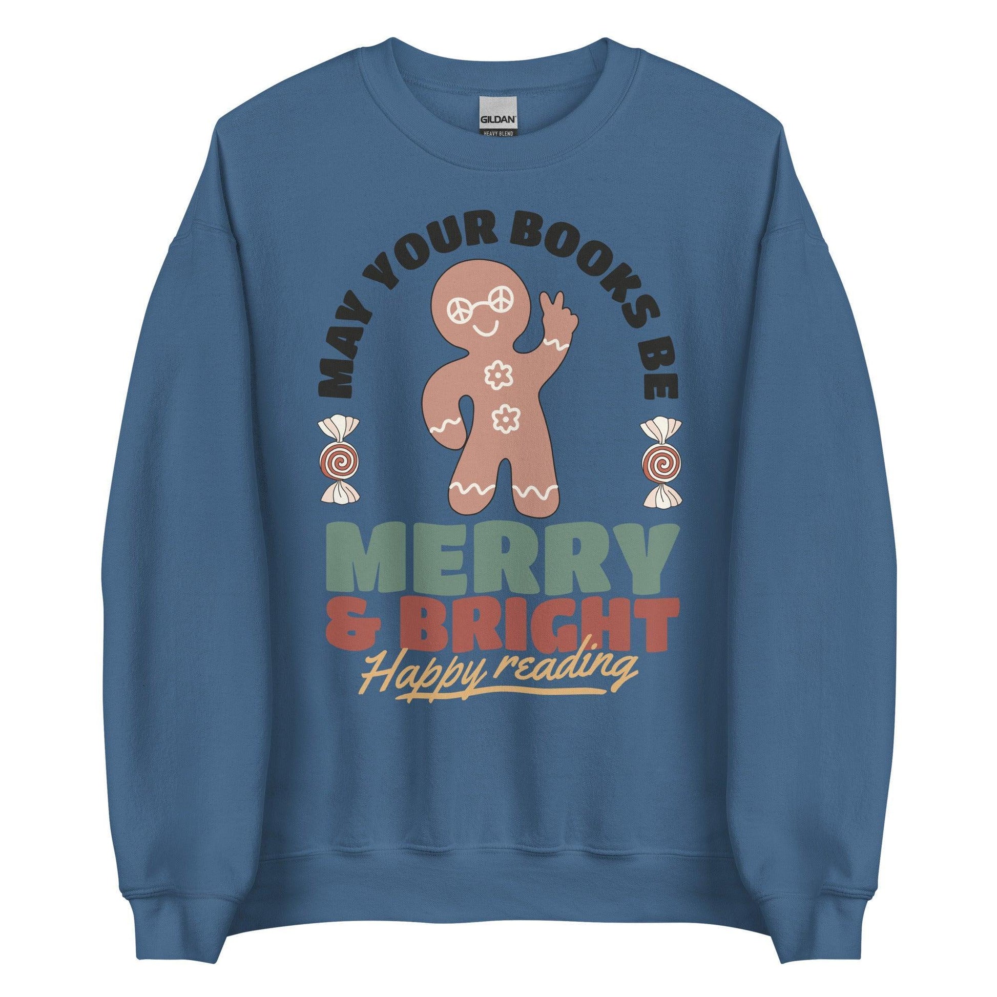 May Your Books Be Merry & Bright Sweater - The Bean Workshop - book lover, bookish, christmas, sweatshirt