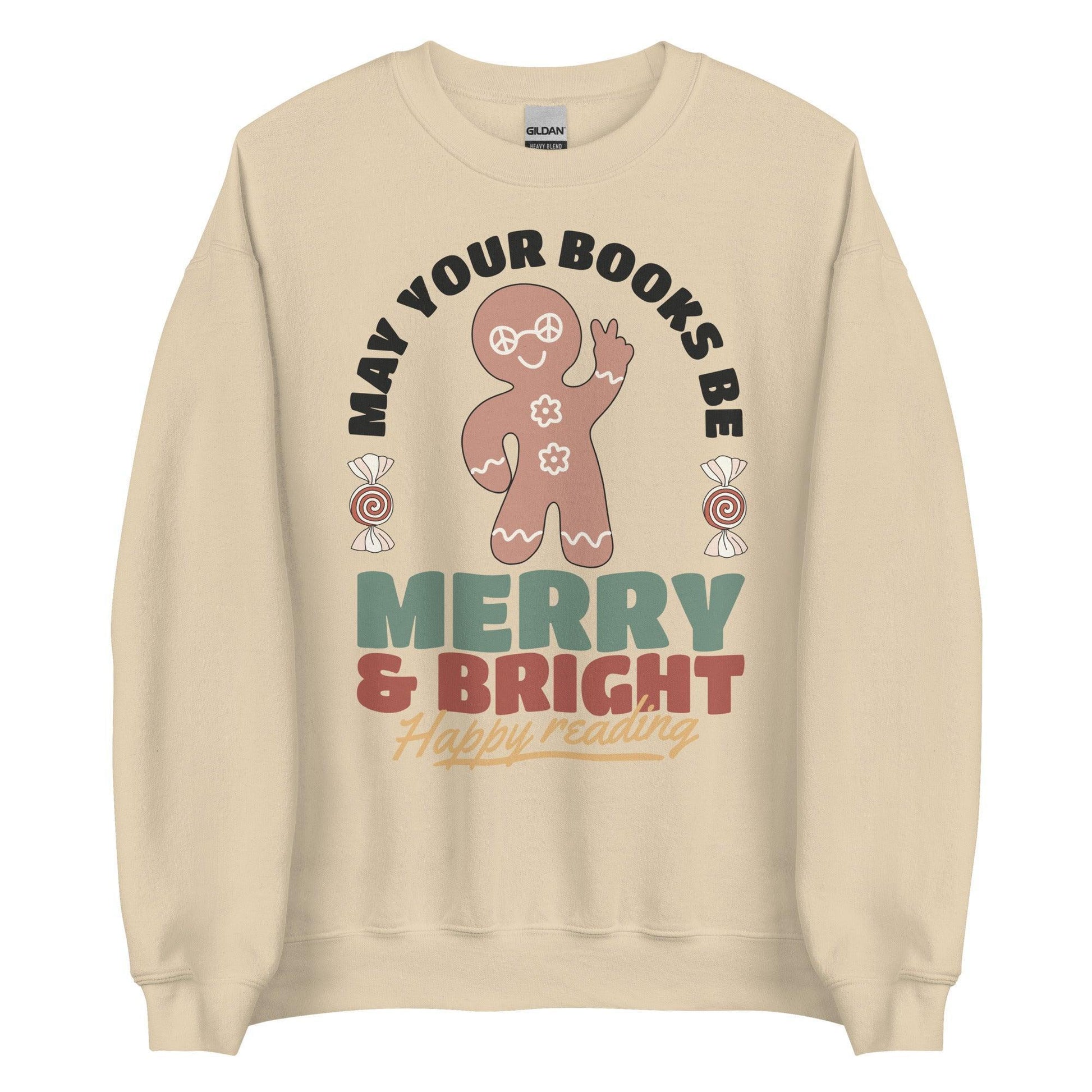 May Your Books Be Merry & Bright Sweater - The Bean Workshop - book lover, bookish, christmas, sweatshirt