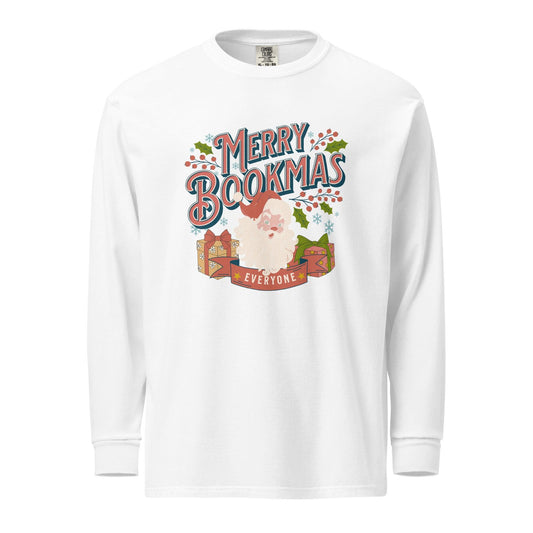 Merry Bookmas Christmas Heavyweight Long Sleeve Shirt - The Bean Workshop - bookish, chistmas, long-sleeve shirt, t-shirt, tee