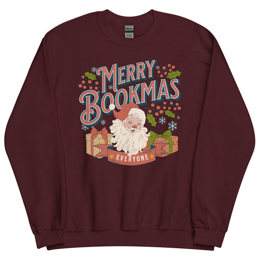 Merry Bookmas Christmas Sweatshirt - The Bean Workshop - book lover, bookish, christmas, sweatshirt