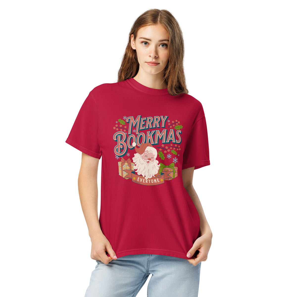Merry Bookmas Christmas T-shirt - The Bean Workshop - bookish, chistmas, t-shirt, tee