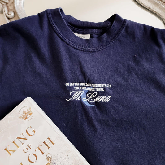 Mi Luna King of Sloth Embroidered Tee Shirt - The Bean Workshop - ana huang, box tee, embroidered, kings of sin, Sloane Kensington, Xavier Castillo