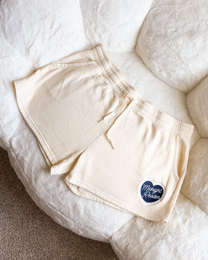 Midnight Reader Embroidered Wave Wash Fleece Shorts