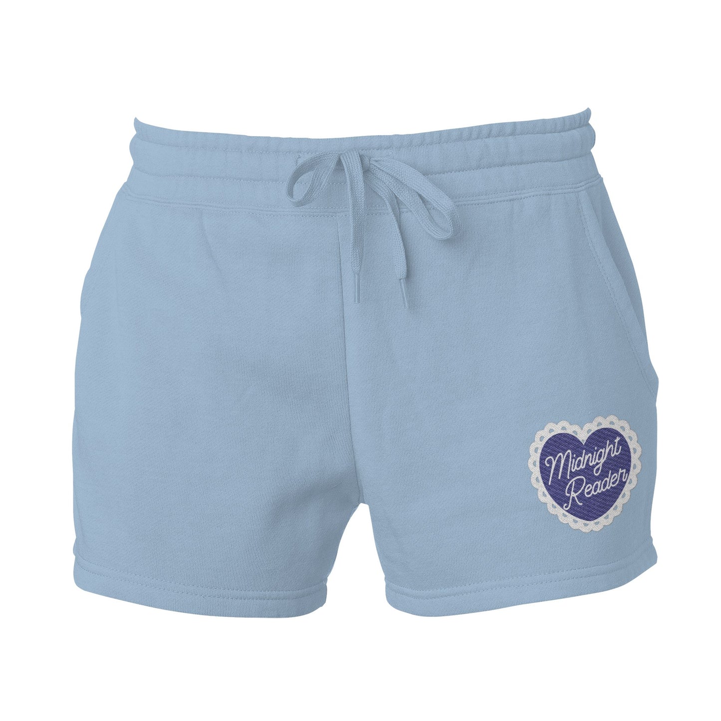 Midnight Reader Embroidered Wave Wash Fleece Shorts
