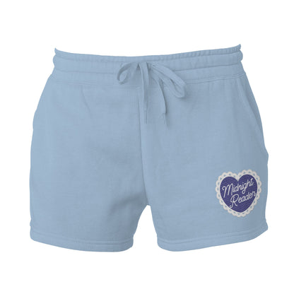 Midnight Reader Embroidered Wave Wash Fleece Shorts