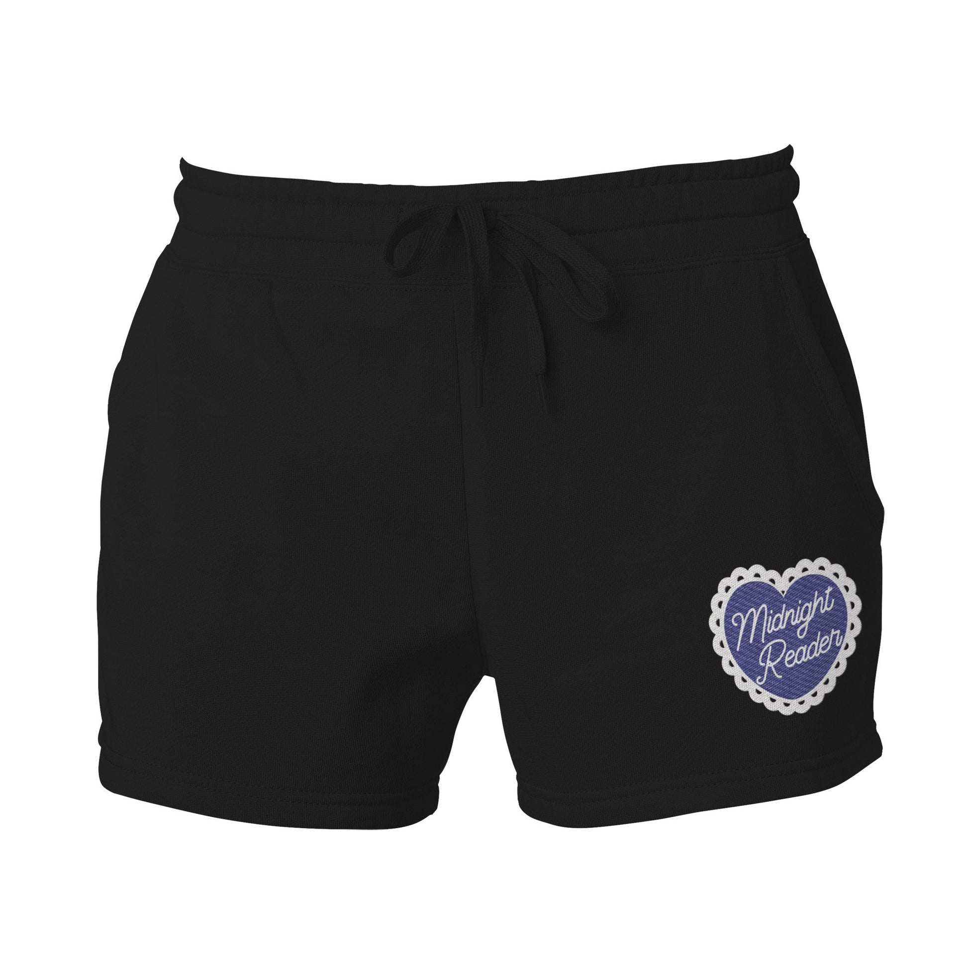 Midnight Reader Embroidered Wave Wash Fleece Shorts