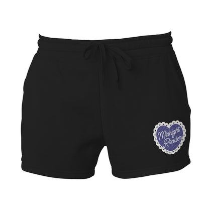 Midnight Reader Embroidered Wave Wash Fleece Shorts