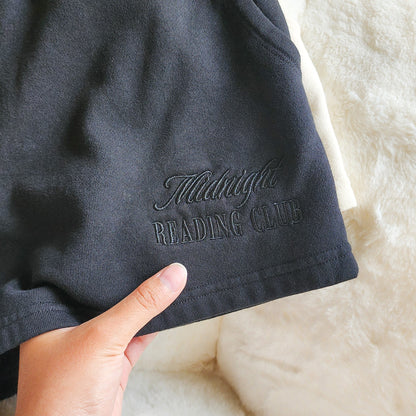 Midnight Reading Club Embroidered Shorts - The Bean Workshop - shorts
