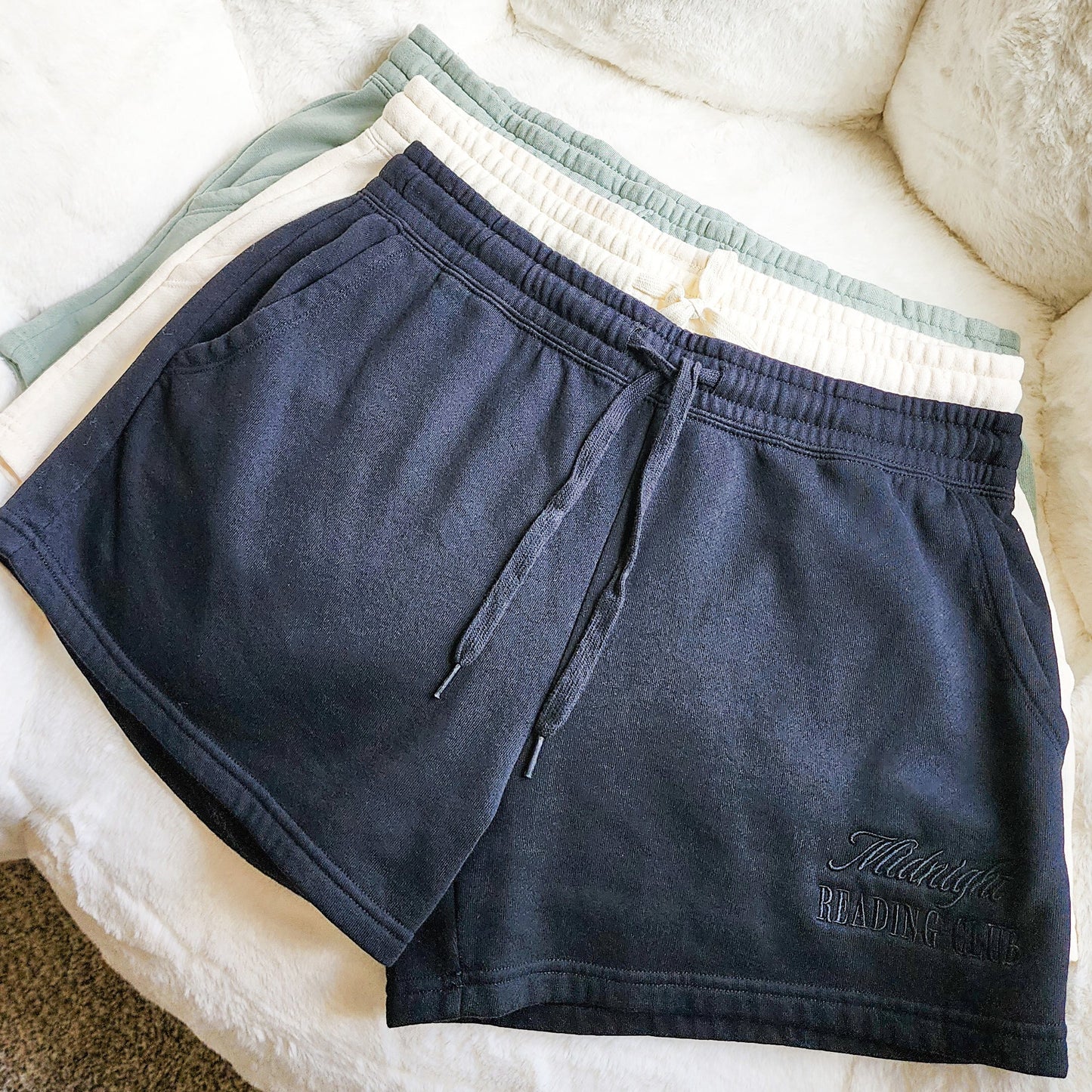 Midnight Reading Club Embroidered Shorts - The Bean Workshop - shorts