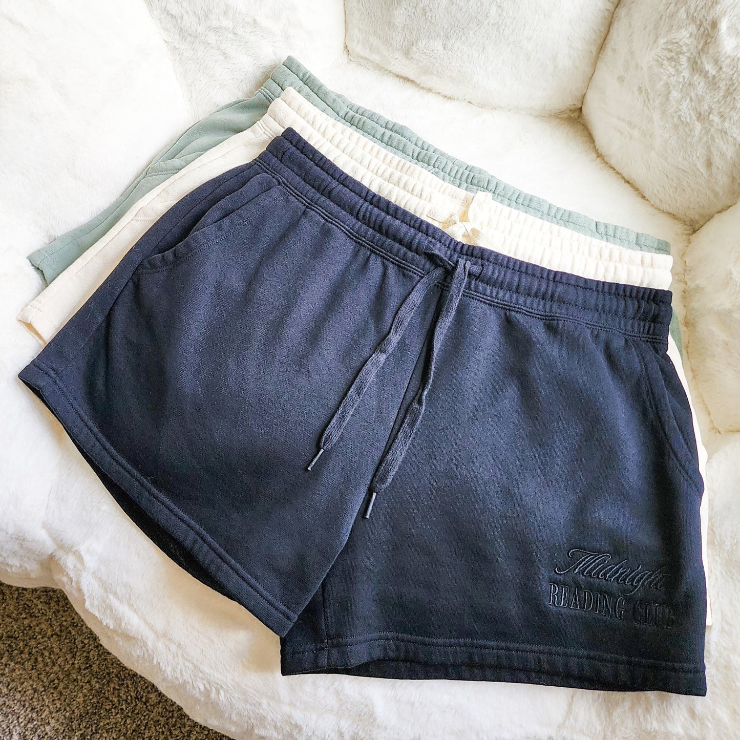 Midnight Reading Club Embroidered Shorts - The Bean Workshop - shorts