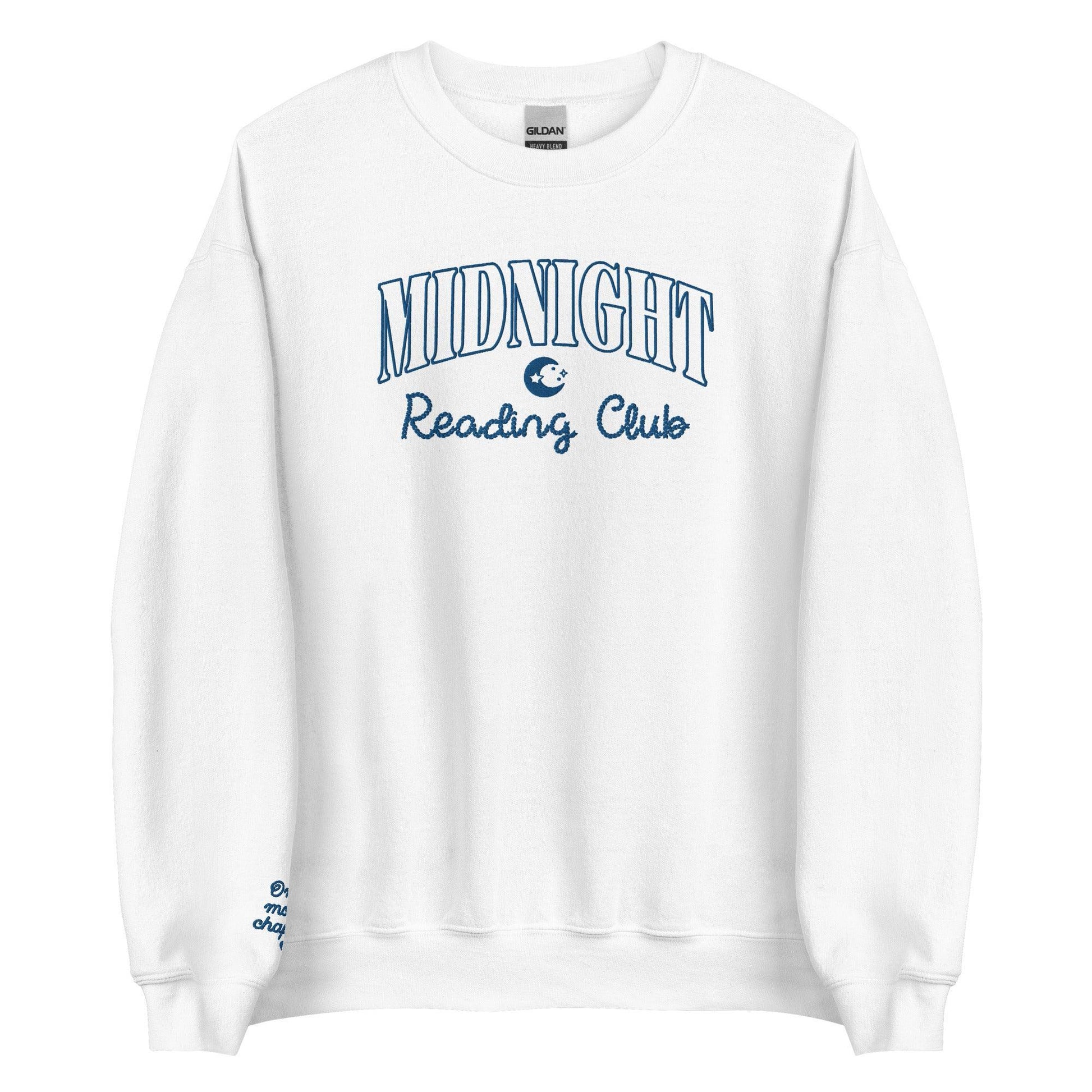 Midnight Reading Club Embroidered Sweatshirt - The Bean Workshop - book lover, bookish, embroidered, minimalistic, read everyday, sweatshirt