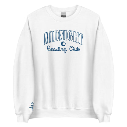 Midnight Reading Club Embroidered Sweatshirt - The Bean Workshop - book lover, bookish, embroidered, minimalistic, read everyday, sweatshirt