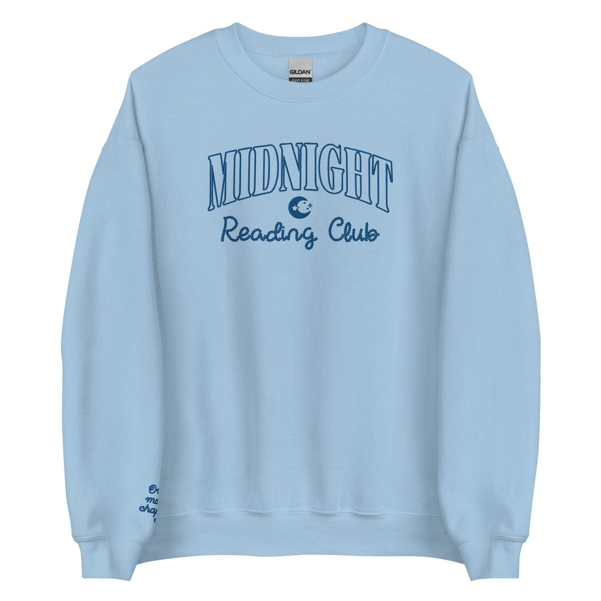 Midnight Reading Club Embroidered Sweatshirt - The Bean Workshop - book lover, bookish, embroidered, minimalistic, sweatshirt