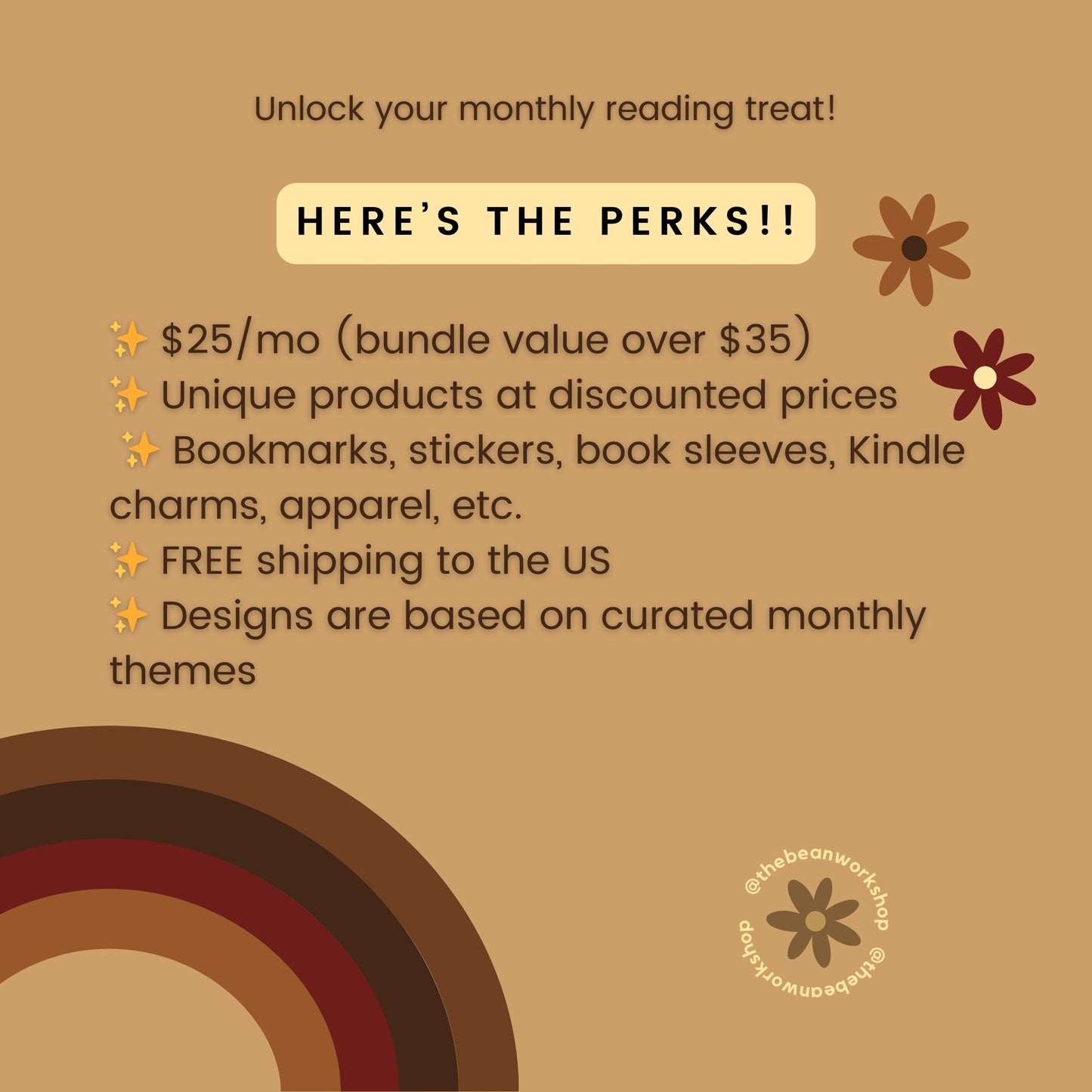 Monthly Reading Accessories Subscription - The Bean Workshop - book sleeve, book subscription box, bookish gifts, bookmarks, gift for readers, monthly box, reading accessories, stickers, subscription