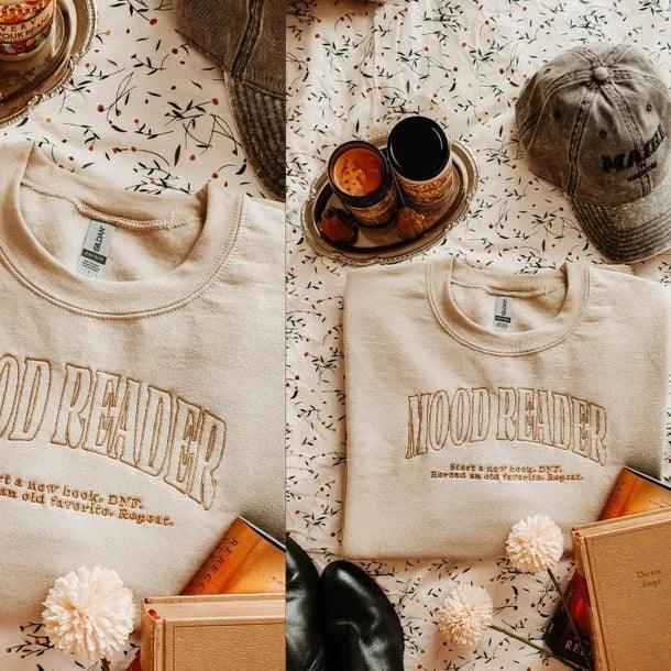 Mood Reader Embroidered Sweatshirt - The Bean Workshop - book lover, bookish, embroidered, minimalistic, read everyday, sweatshirt