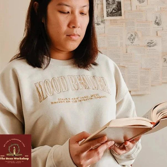Mood Reader Embroidered Sweatshirt - The Bean Workshop - book lover, bookish, embroidered, minimalistic, read everyday, sweatshirt