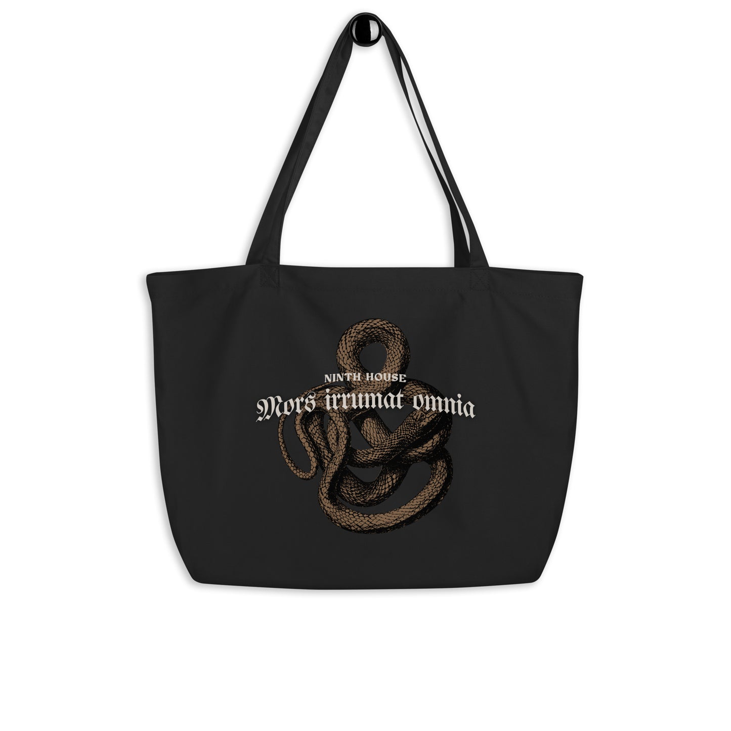 Mors Irrumat Omnia Large Organic Cotton Twill Tote Bag - The Bean Workshop - alex stern, bag, leigh bardugo, ninth house, tote, tote bag