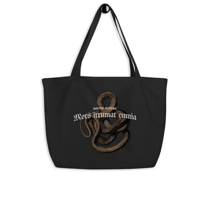 Mors Irrumat Omnia Large Organic Cotton Twill Tote Bag - The Bean Workshop - alex stern, bag, leigh bardugo, ninth house, tote, tote bag