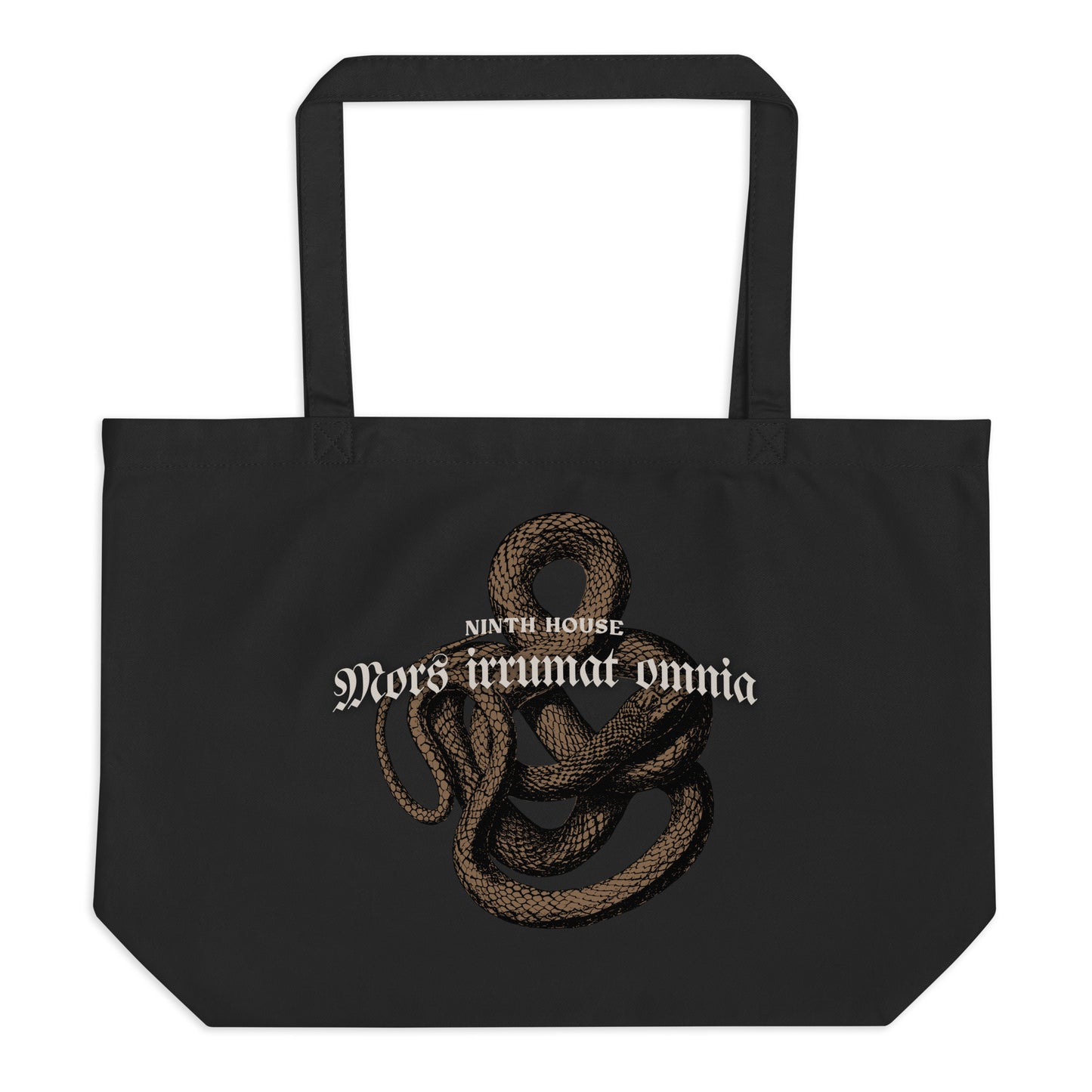 Mors Irrumat Omnia Large Organic Cotton Twill Tote Bag - The Bean Workshop - alex stern, bag, leigh bardugo, ninth house, tote, tote bag