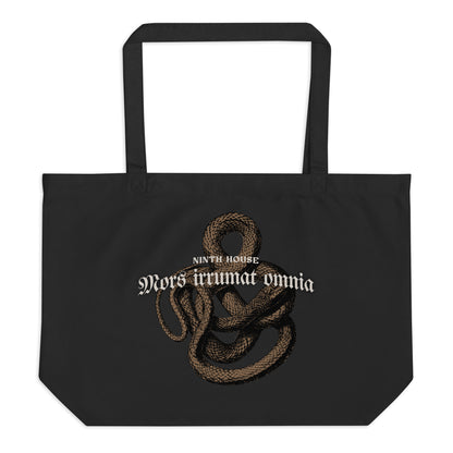 Mors Irrumat Omnia Large Organic Cotton Twill Tote Bag - The Bean Workshop - alex stern, bag, leigh bardugo, ninth house, tote, tote bag