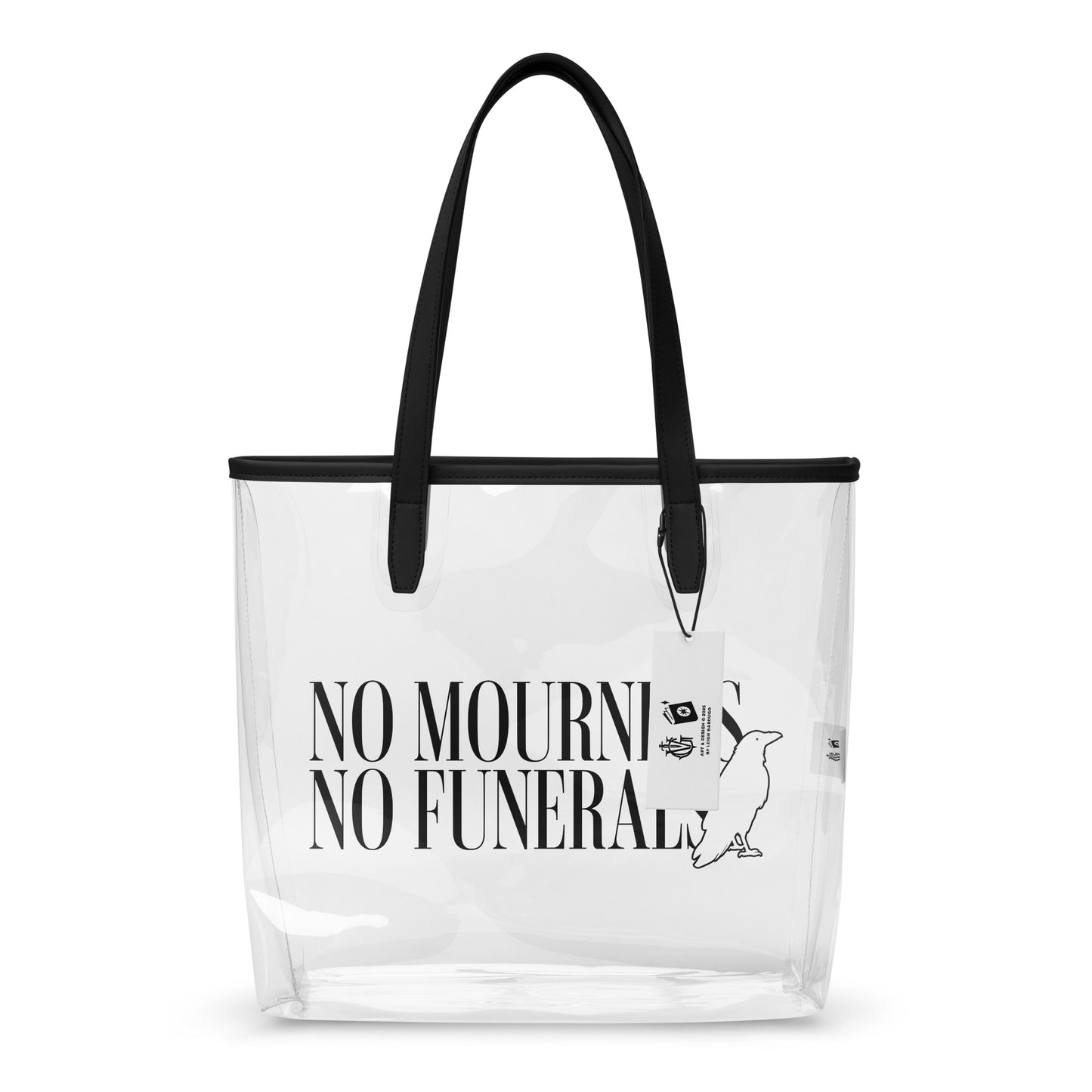No Mourners No Funerals Clear Tote Bag - The Bean Workshop - Book Lover Tote, Bookworm Accessory, Canvas Shopper, Dark Fantasy Aesthetic, Grishaverse accessory, Kaz Brekker fan gift, Ketterdam, Leigh Bardugo book bag for readers, Leigh Bardugo fan merchandise, Library Bag, Minimalist Design, No Mourners No Funerals literary merch, Six of Crows tote bag, The Crows