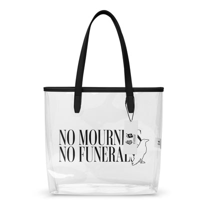 No Mourners No Funerals Clear Tote Bag - The Bean Workshop - Book Lover Tote, Bookworm Accessory, Canvas Shopper, Dark Fantasy Aesthetic, Grishaverse accessory, Kaz Brekker fan gift, Ketterdam, Leigh Bardugo book bag for readers, Leigh Bardugo fan merchandise, Library Bag, Minimalist Design, No Mourners No Funerals literary merch, Six of Crows tote bag, The Crows