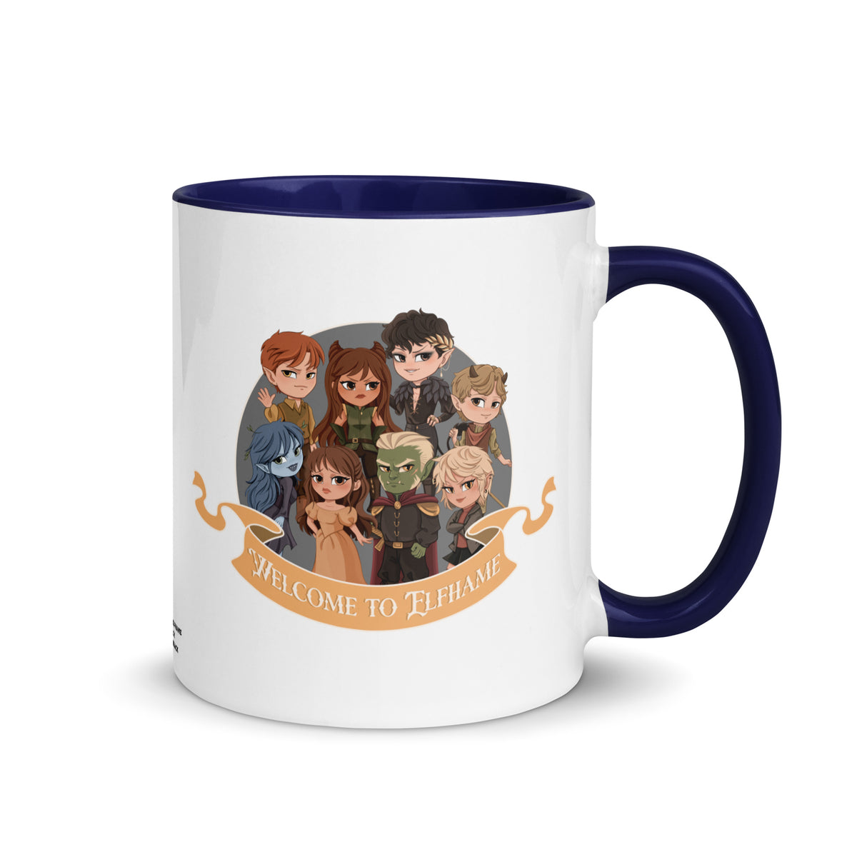 Novels of Elfhame Characters Mug with Color inside - The Bean Workshop - Bookish mug, Cardan Greenbriar, Chibi Character Art, Cute Fan Merch, Elfhame, Faeriecore, Fantasy Mug, Folk of the Air coffee cup, Holly Black licensed merchandise, Jude Duarte, Literary Gift, The Cruel Prince mug, Welcome to Elfhame gift for readers