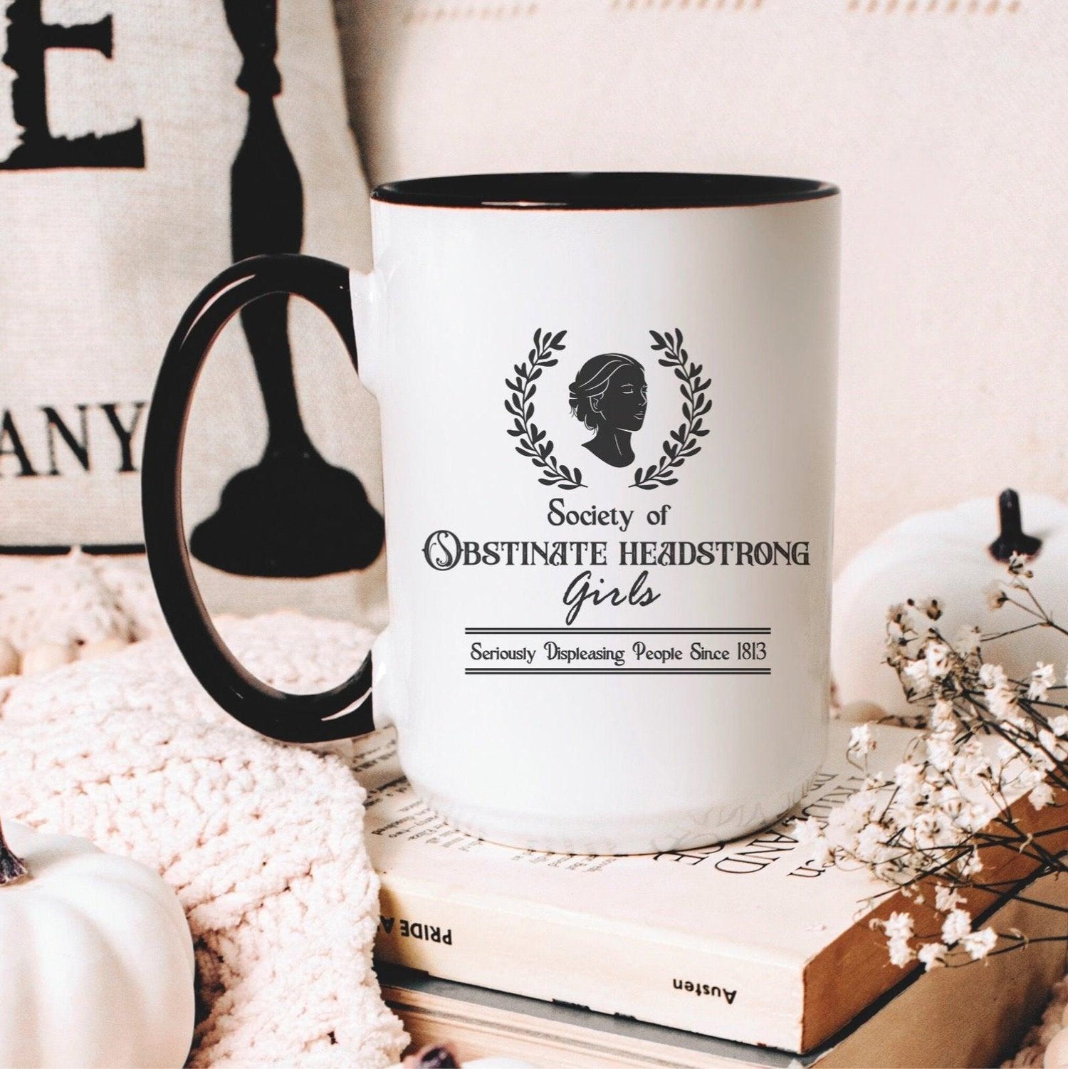 Obstinate Headstrong Girls Coffee Mug - The Bean Workshop - ceramic mug, jane austen, mug