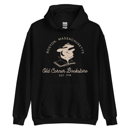 Old Corner Bookstore Hoodie - The Bean Workshop - Book Lover Style, Bookish Fashion, hoodie, Literary Fashion, Old Corner Bookstore, read everyday, Readers Apparel, Reading Comfort, valentine, Valentine's Day Picks, Vintage Bookstore