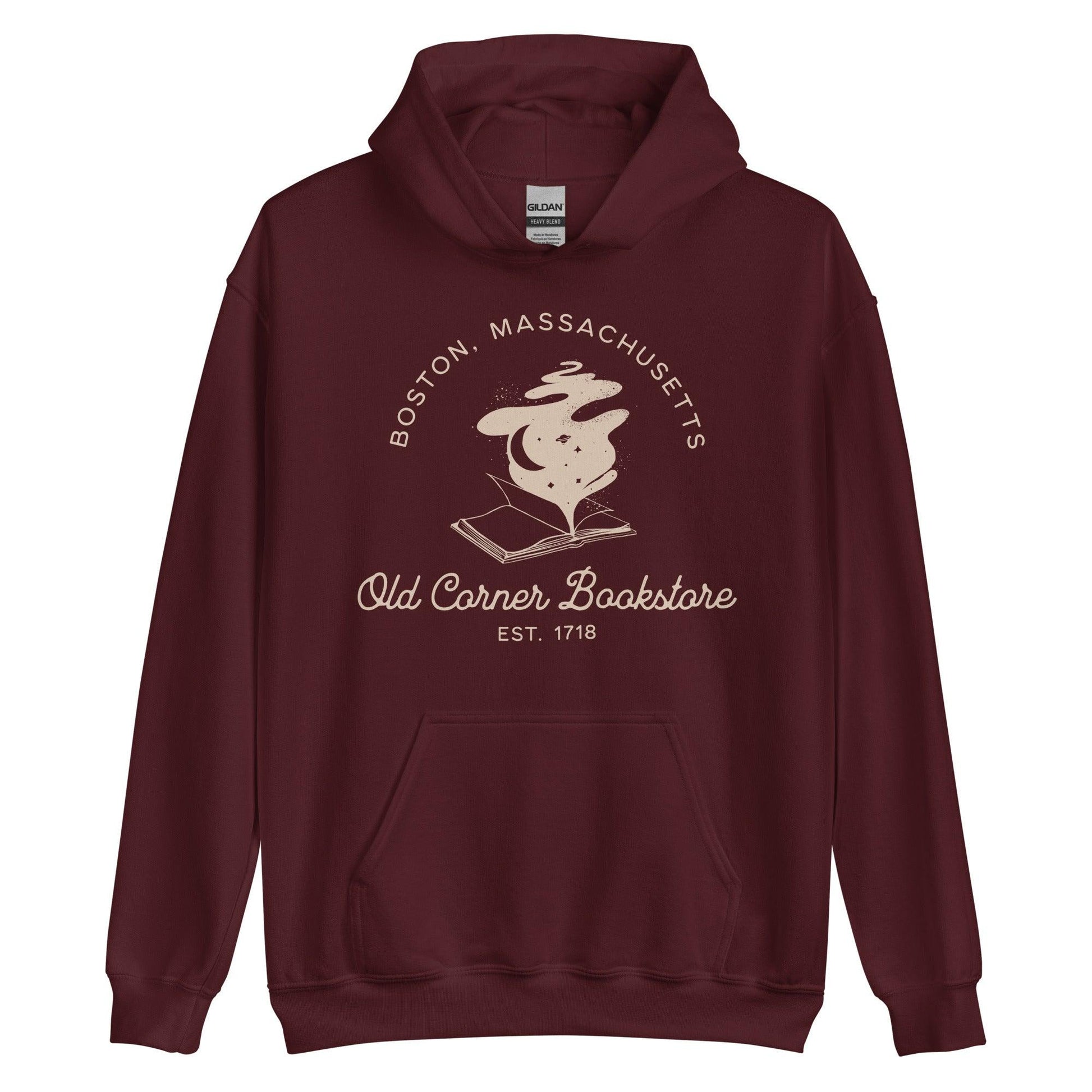 Old Corner Bookstore Hoodie - The Bean Workshop - Book Lover Style, Bookish Fashion, hoodie, Literary Fashion, Old Corner Bookstore, read everyday, Readers Apparel, Reading Comfort, valentine, Valentine's Day Picks, Vintage Bookstore