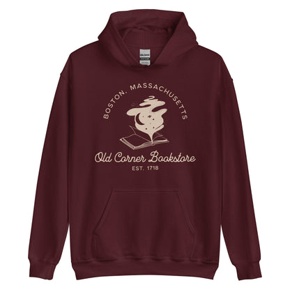 Old Corner Bookstore Hoodie - The Bean Workshop - Book Lover Style, Bookish Fashion, hoodie, Literary Fashion, Old Corner Bookstore, read everyday, Readers Apparel, Reading Comfort, valentine, Valentine's Day Picks, Vintage Bookstore