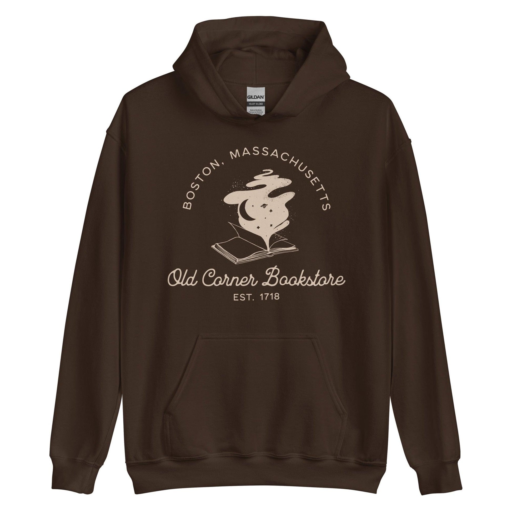 Old Corner Bookstore Hoodie - The Bean Workshop - Book Lover Style, Bookish Fashion, hoodie, Literary Fashion, Old Corner Bookstore, read everyday, Readers Apparel, Reading Comfort, valentine, Valentine's Day Picks, Vintage Bookstore