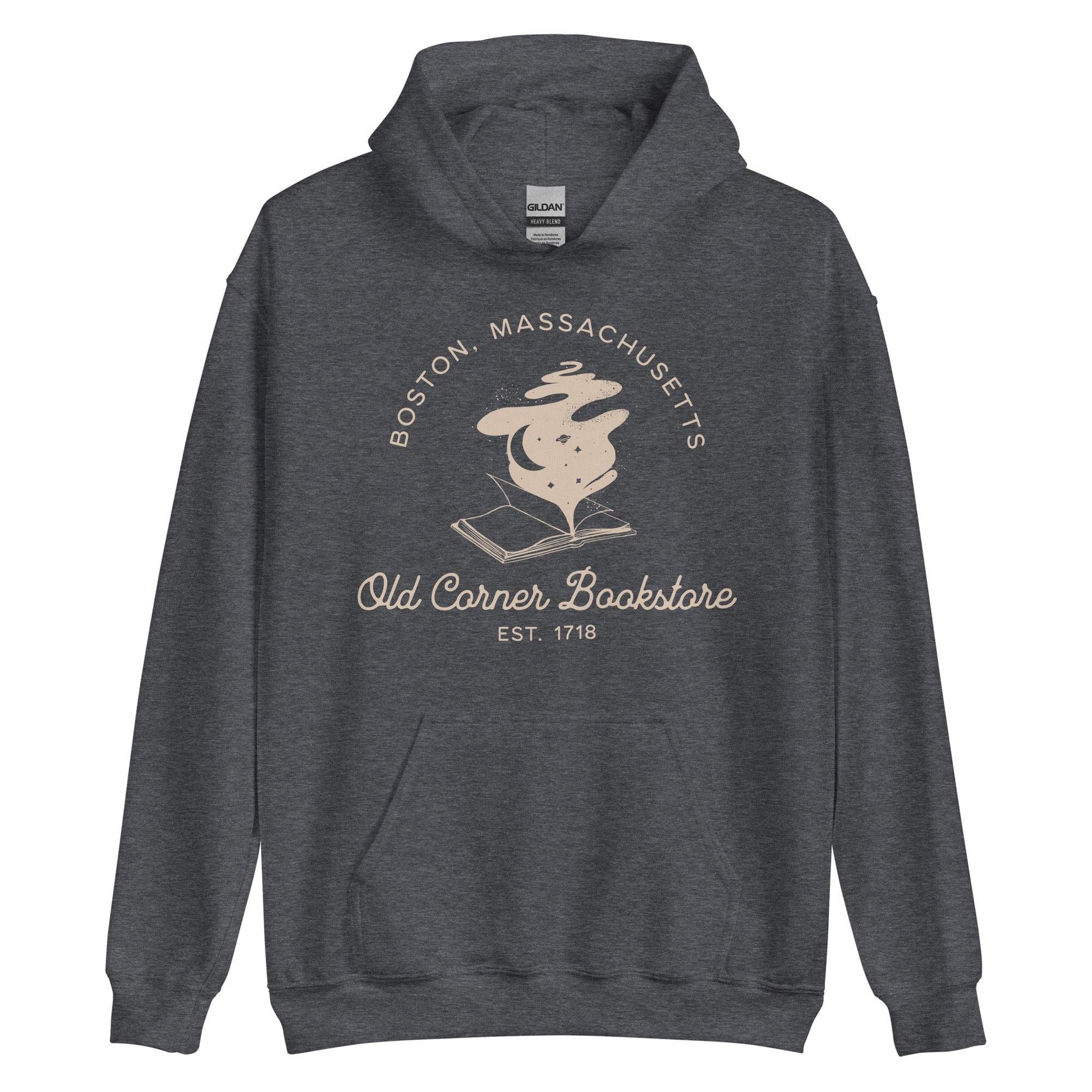 Old Corner Bookstore Hoodie - The Bean Workshop - Book Lover Style, Bookish Fashion, hoodie, Literary Fashion, Old Corner Bookstore, read everyday, Readers Apparel, Reading Comfort, valentine, Valentine's Day Picks, Vintage Bookstore