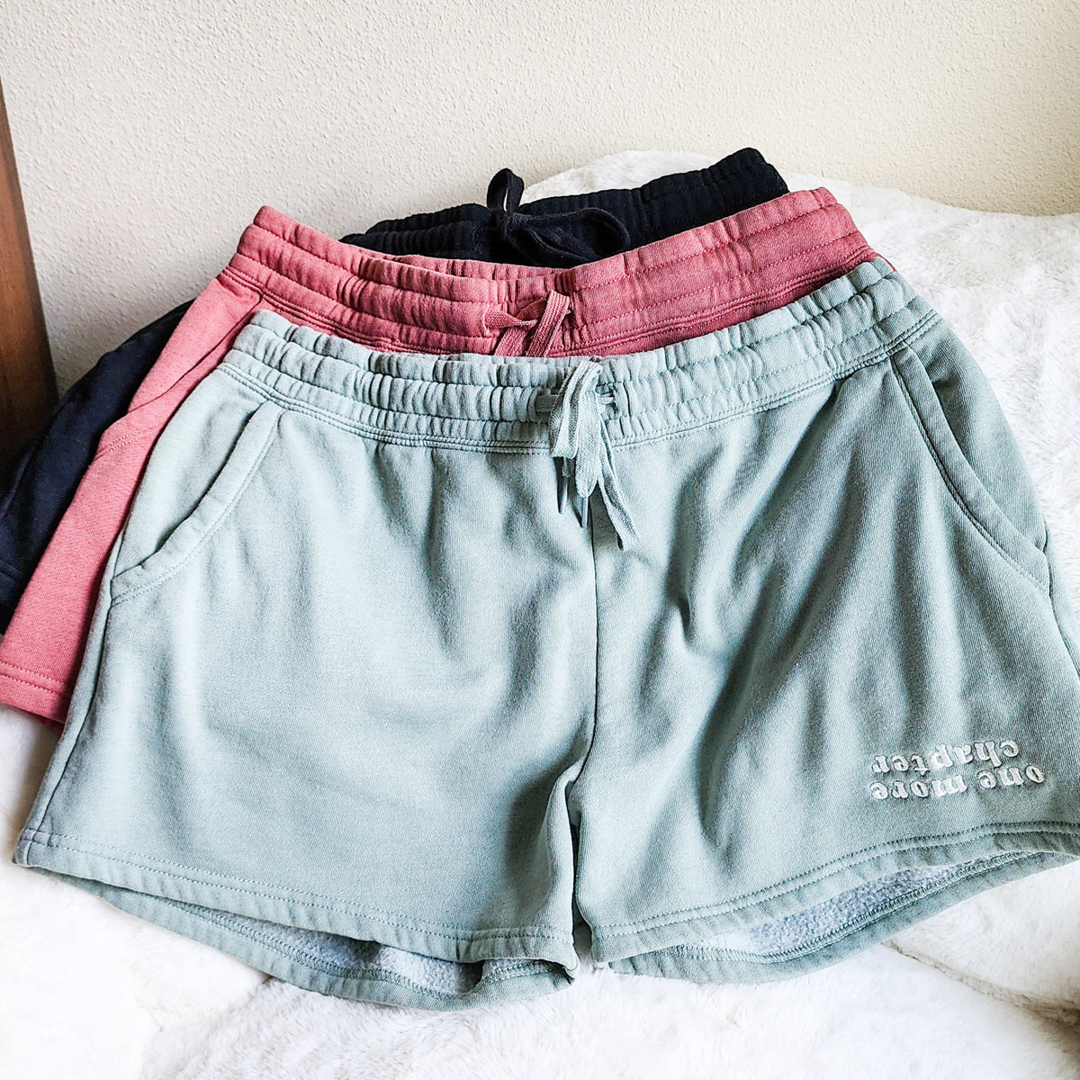 One More Chapter Embroidered Shorts - The Bean Workshop - shorts