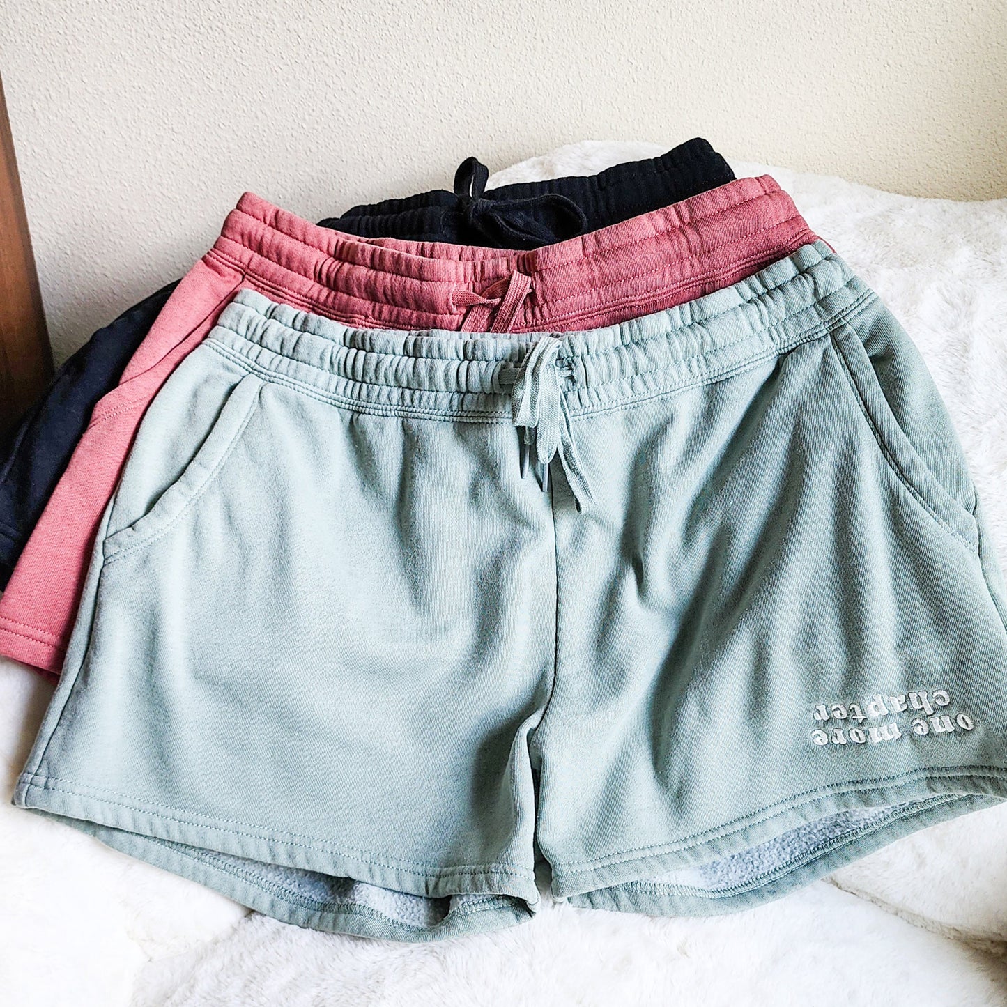 One More Chapter Embroidered Shorts - The Bean Workshop - shorts