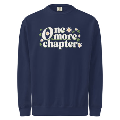 One More Chapter Heavyweight Sweatshirt - The Bean Workshop - Bookish Summer Collection, Bookworm Loungewear, Cozy Reading Sweater, Floral Bookish Top, Late Night Reader., One More Chapter Sweatshirt, Retro Bibliophile Pullover, sweater, sweatshirt