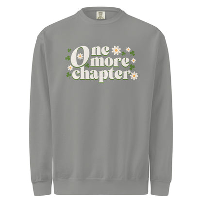One More Chapter Heavyweight Sweatshirt - The Bean Workshop - Bookish Summer Collection, Bookworm Loungewear, Cozy Reading Sweater, Floral Bookish Top, Late Night Reader., One More Chapter Sweatshirt, Retro Bibliophile Pullover, sweater, sweatshirt