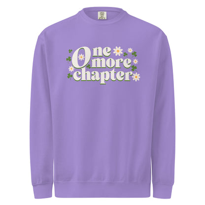 One More Chapter Heavyweight Sweatshirt - The Bean Workshop - Bookish Summer Collection, Bookworm Loungewear, Cozy Reading Sweater, Floral Bookish Top, Late Night Reader., One More Chapter Sweatshirt, Retro Bibliophile Pullover, sweater, sweatshirt