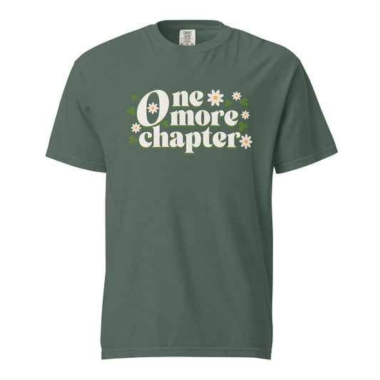 One More Chapter T-shirt - The Bean Workshop - Bibliophile Gift, Book Lover Apparel, Bookish Summer Collection, Floral Reader Shirt, Groovy Reading Top, One More Chapter T-shirt, Retro Book Tee, t-shirt, Tee