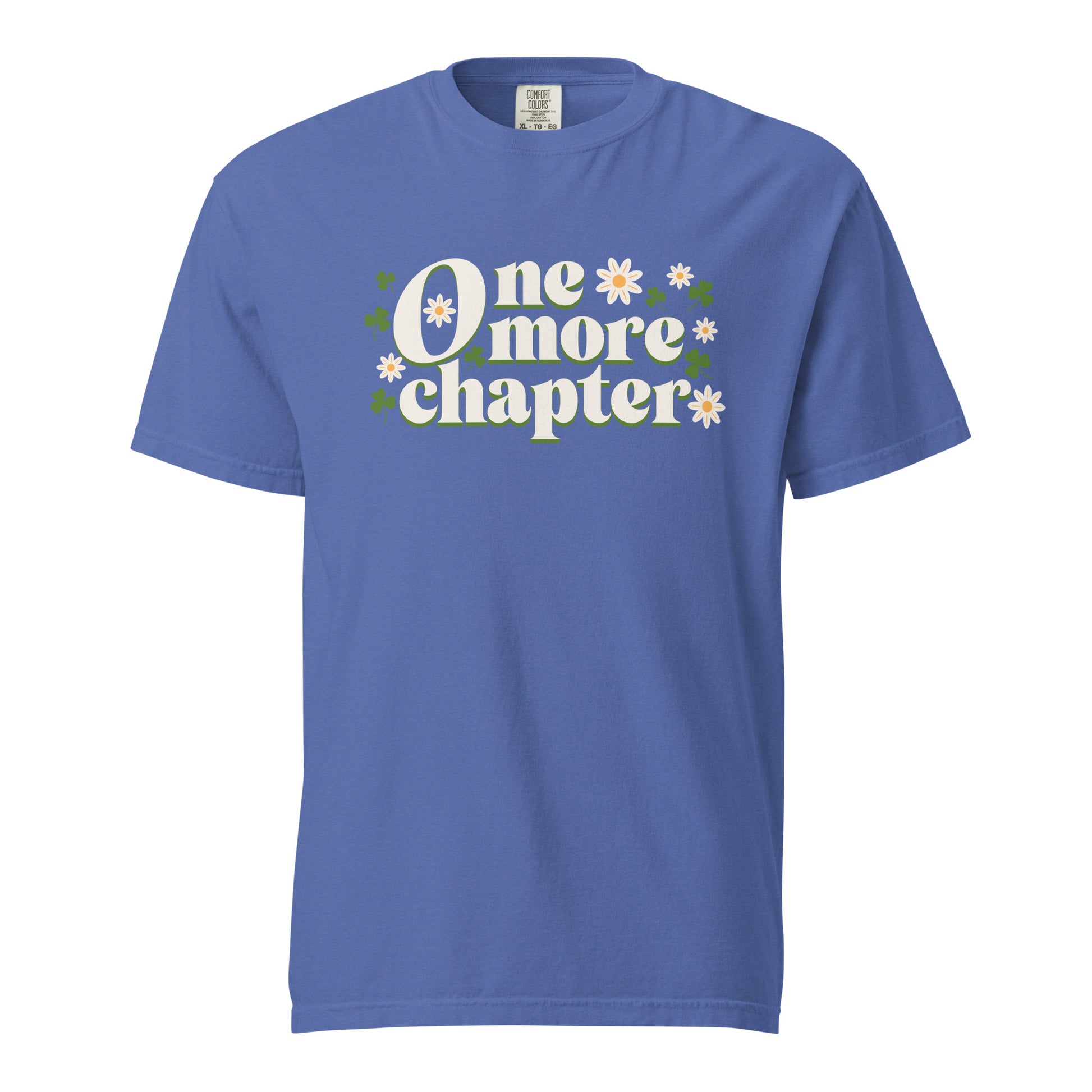 One More Chapter T-shirt - The Bean Workshop - Bibliophile Gift, Book Lover Apparel, Bookish Summer Collection, Floral Reader Shirt, Groovy Reading Top, One More Chapter T-shirt, Retro Book Tee, t-shirt, Tee