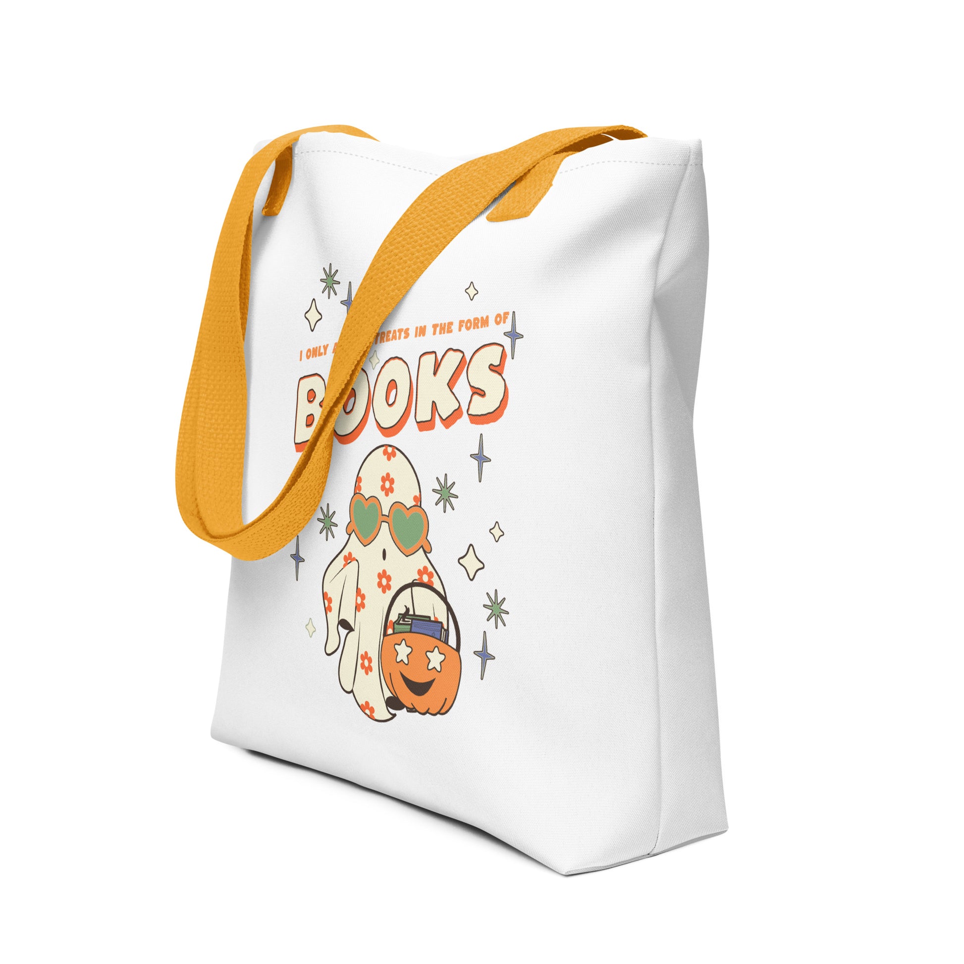 Only Accept Books Tote Bag - The Bean Workshop - book lover tote, bookish tote, bookstore bag, bookworm bag, canvas tote, Frankenstein tote, Halloween tote bag, library tote, literary tote, reading bag, reusable shopping bag, spooky season accessory, unique gift for readers